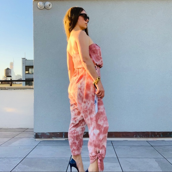 Free People Marble Camo Tye-Dye Strapless Jumpsuit - Picture 14 of 16